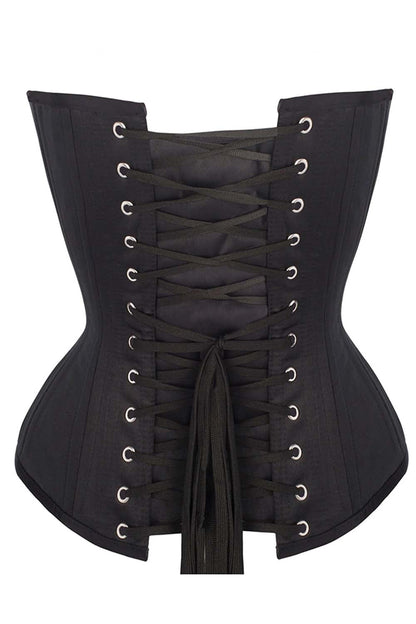 Corset Sculptant Satin Noir – Taille Cintrée