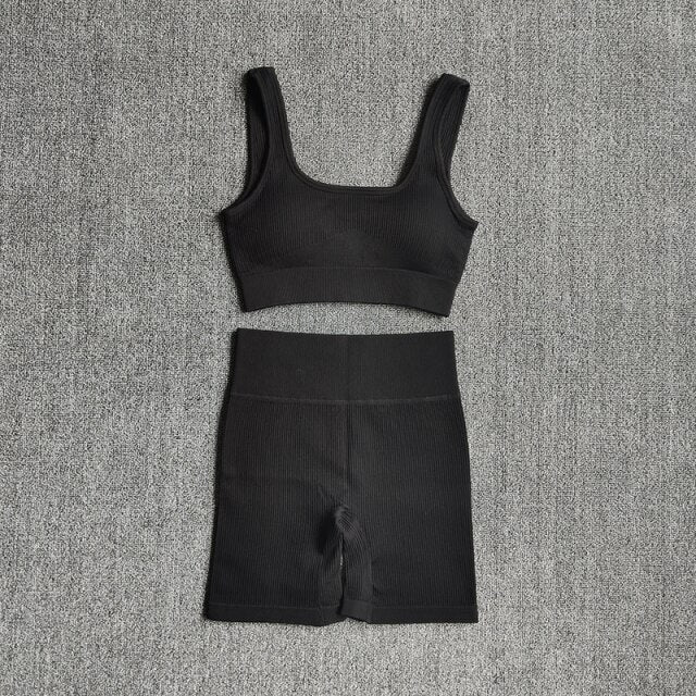 Ensemble Yoga 2 Pièces Brassière & Short Seamless