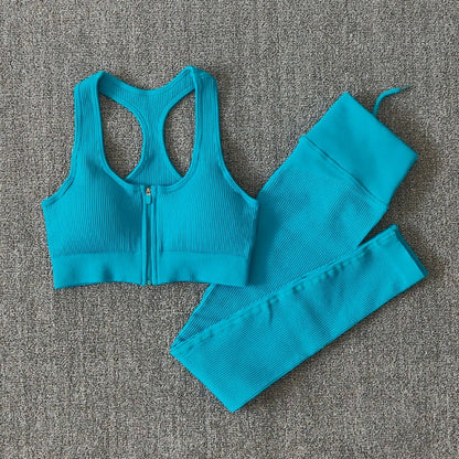 Ensemble Yoga Seamless Zippé Manches Longues & Legging Taille Haute