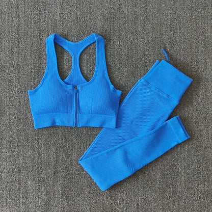 Ensemble Yoga Seamless Zippé Manches Longues & Legging Taille Haute