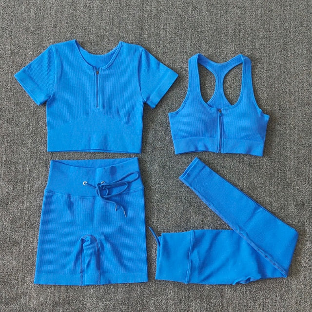 Ensemble Yoga Seamless Zippé Manches Longues & Legging Taille Haute