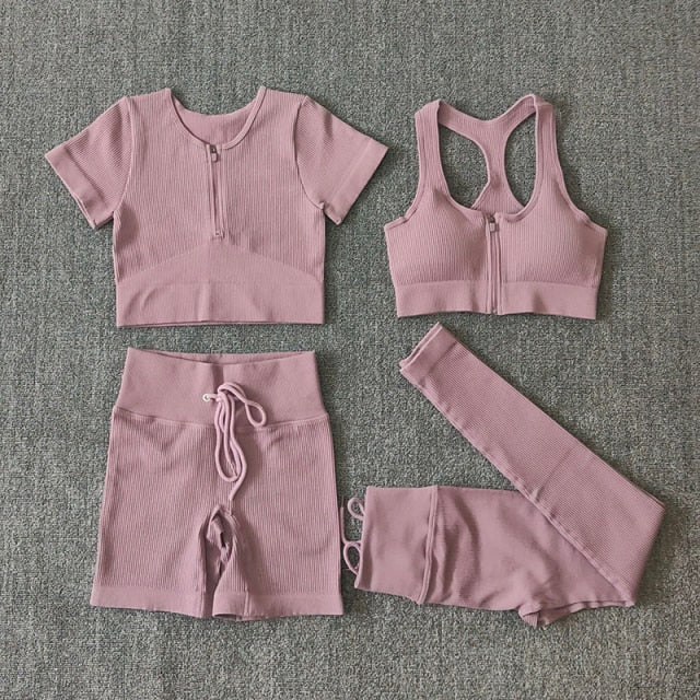 Ensemble Yoga Seamless Zippé Manches Longues & Legging Taille Haute