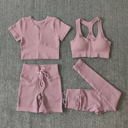 Ensemble Yoga Seamless Zippé Manches Longues & Legging Taille Haute