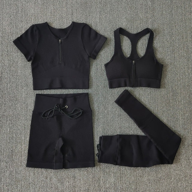 Ensemble Yoga Seamless Zippé Manches Longues & Legging Taille Haute