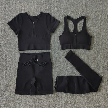 Ensemble Yoga Seamless Zippé Manches Longues & Legging Taille Haute