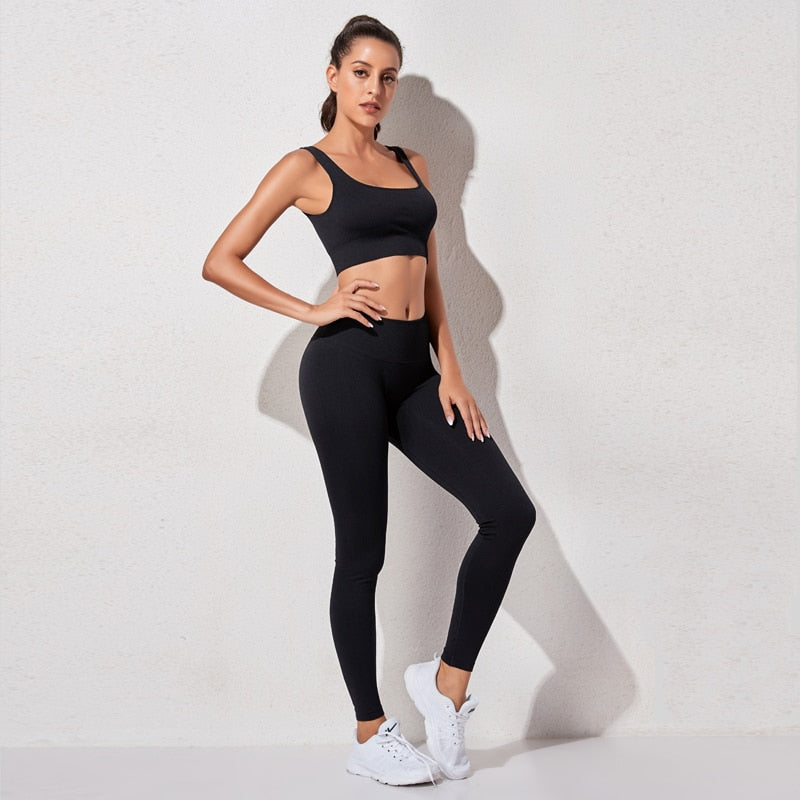Ensemble Yoga Crop Top Manches Courtes & Legging