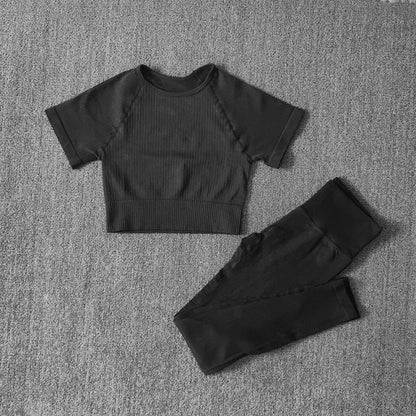 Ensemble Yoga Crop Top Manches Courtes & Legging
