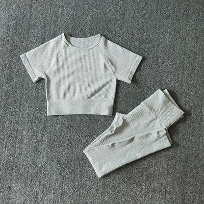 Ensemble Yoga Crop Top Manches Courtes & Legging